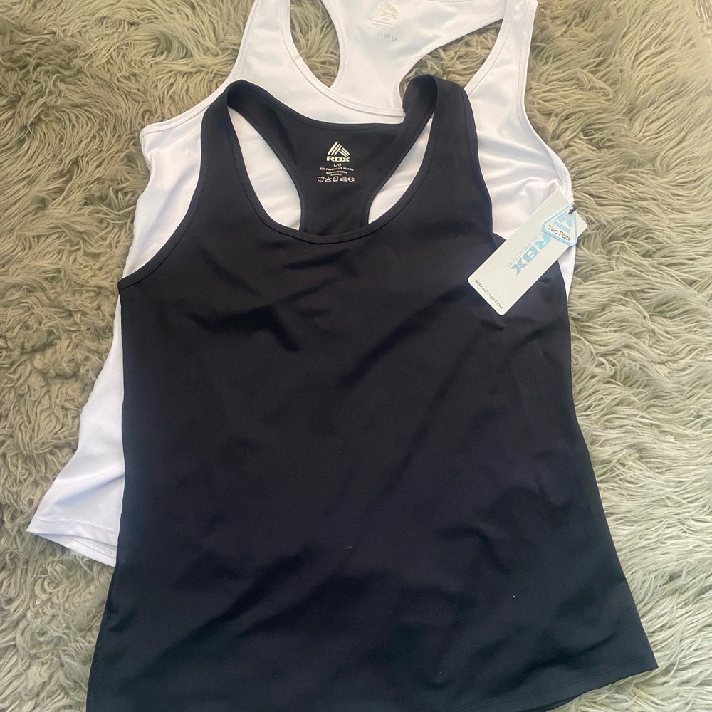 RBX Women's Black and White Racerback Tank Tops